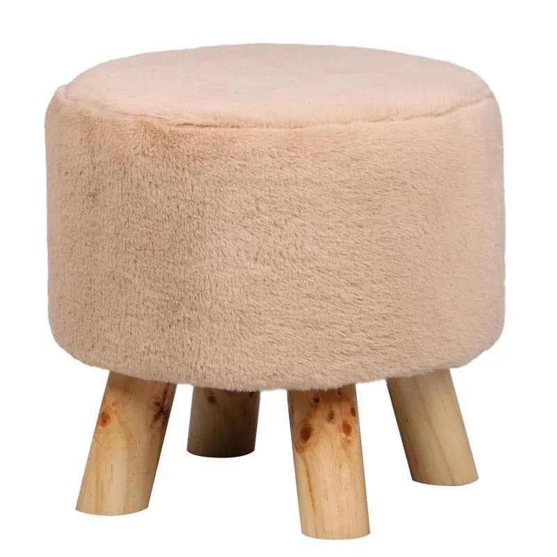 Puff redondo con patas de madera antideslizantes